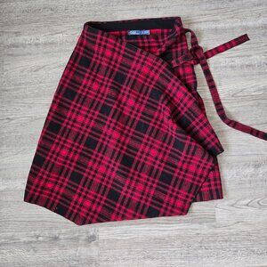 Plaid Wrap Sweater Skirt Polo Ralph Lauren size L